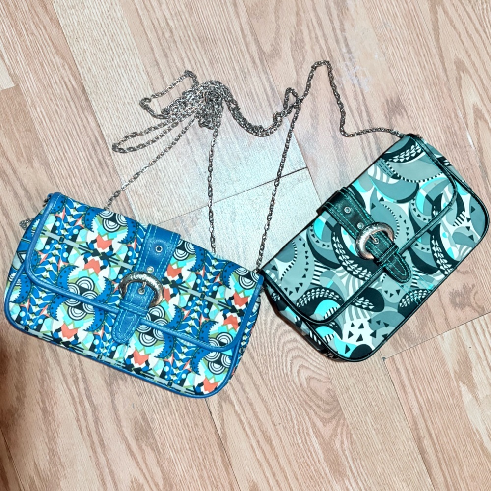 New Two Hadiki Print Nylon Shoulder bag  Purses With Chain Straps Magnetic Close